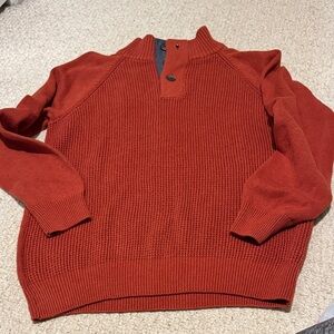 Alan Flusser Cotton Sweater Brick Red Size Large